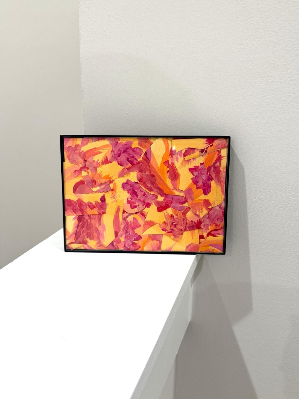 Mixed Media Abstract Wall Art in Yellow and Pink